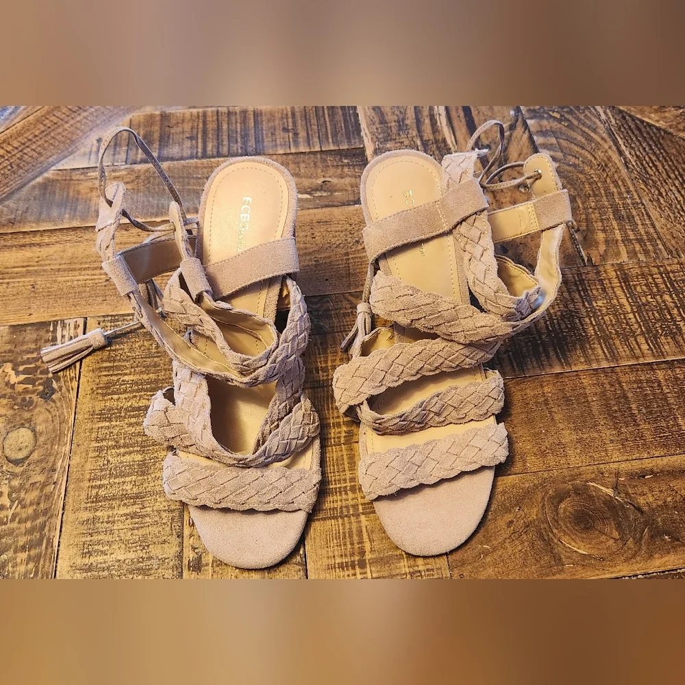BCBGeneration Taupe Ladina Braided Heels 8.5 💗 - Picture 4 of 8